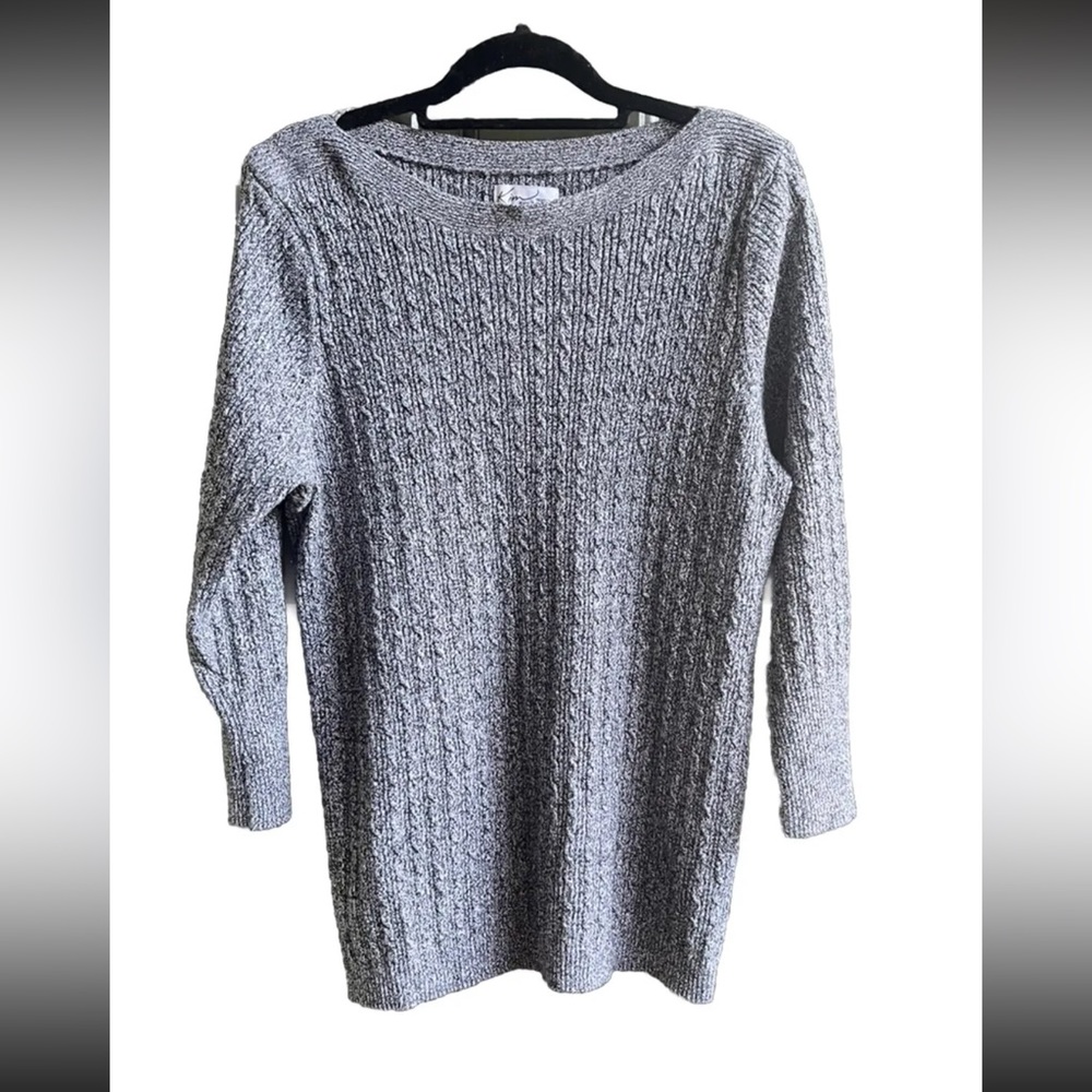 Kim Rogers Heather Gray Knitted Boat Neck Sweater Size 1X
